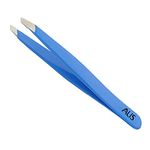 Alis Stainless Steel Slant Tip Tweezer | Precision for Hair Plucker, Eyebrow, Upper Lips Eyelash Extensions - Light Blue