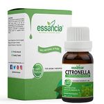 Essancia Citronella Essential Oil For Mosquito Bites Repellent, Hair, Skin Care, Candle, Better Sleep, Cleaning, Insects, Diffuser & Aromatherapy. 100% Natural, Undiluted, Pure & Therapeutic Grade Essential Oil. (15ml)