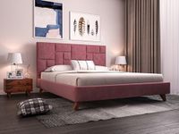 SABTA Craft Modern Upholstered King Size Bed for Bedroom | Wooden Double Bed | Platform Cot Bed with Upholstery Premium Fabric | 6.5 x 6 Ft | Sheesham Solid Wood (Brown, Rosedust)