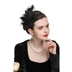 Women’s Fascinator 1920s Gatsby Headpiece Vintage Flapper Feather Hair Clip for Wedding Dancing Party Bridal Hair Accessories, Black Polka Dots, 1 Count (Pack of 1)
