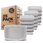 Freshware Meal Prep Containers [25 Pack] 1 Compartment Food Storage Containers with Lids, Bento Box, BPA Free, Stackable, Microwave/Dishwasher/Freezer Safe (28 oz)