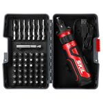 SKIL Rechargeable 4V Cordless Screwdriver with Circuit Sensor Technology, Includes 45pcs Bit Set, USB Charging Cable, Carrying Case - SD561204