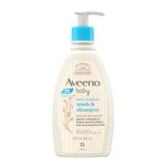 Aveeno Baby Daily Moisture Wash and Shampoo (354ml) | Cleanses hair & body | Oat kernel extract & glycerin | Tear-free, soap-free, paraben-free, hypoallergenic | US #1 Pediatrician recommended