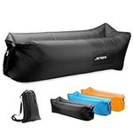 JSVER Inflatable Lounger Air Sofa with Portable Package for Travelling, Camping, Hiking, Pool and Beach Parties-Black