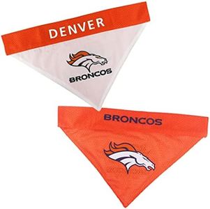Pets First NFL DOG BANDANA - DENVER BRONCOS REVERSIBLE PET BANDANA. 2 Sided Sports Bandana with a PREMIUM Embroidery TEAM LOGO, Small/Medium. - 2 Sizes & 32 NFL Teams available