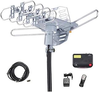 McDuory Amplified Digital Outdoor HDTV Antenna 150 Miles Long Range - 360 Degree Rotation Remote Control - Tools Free Installation - Support 2 TVs