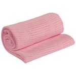 DUDU N GIRLIE Cotton Cellular Blanket Cot Bed - Children Blankets And Throws – Nursery Baby Toddler Blanket – All Season Blankets for Kids (100x150cm, Pink)