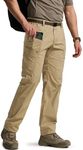 CQR Men's Quick Dry Tactical Pants, Water Resistant Outdoor Pants, Lightweight Stretch Cargo Work Hiking Pants