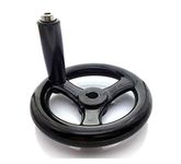 YXQ 4.9 inch Dia Hand Wheel with Revolving Handle 3 Spoked, 12mm Center Hole Diameter