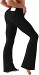 BUBBLELIME 29"/31"/33"/35" 4 Styles Women's High Waist Bootcut Yoga Pants - Out Pockets_Black XL-33 Inseam