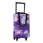 Falytemow Foldable Shopping Cart with Wheels Oxford Fabric Trolley Bag Collapsible Reusable Tote Bags Grocery Cart (Purple Starry Sky)