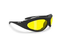 Bertoni Motorcycle Glasses - Wraparound Windproof Sunglasses - Antifog Anticrash Lens - Windproof Insert - AF125 Italy (Yellow Lens)