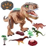 Remote Control Dinosaur Electric Toy Kids RC Animal Toys Dinosaur Walking and Roaring Realistic T-Rex Robot Toys for Toddlers Boys Girls Brown