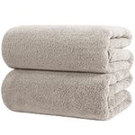 POLYTE Premium Quick Dry Lint Free Microfibre Bath Sheet, Pack of 2 (Beige, 89x178 cm)