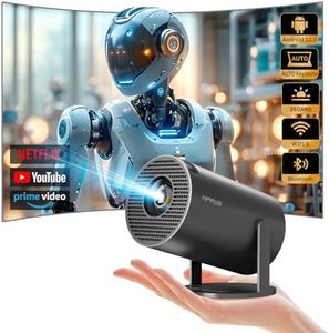 【Built-in Apps】 HIPPUS Projector, Mini Projector, Supports WiFi 5G, BT5.0 with 11.0 Android OS, Auto Keystone, 180 Degree, 720P，4K Support，Outdoor Projector for Phone/TV Stick/HDMI/PS5,Gray