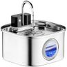 Wireless Cat Water Fountain Stainless Steel, 3.2L/108oz Pet Water Fountain for Cats Inside with Level Window, Ultra-Quiet Pump Pet Dispenser with Five Filters for Cats,Dogs, Dishwasher Safe (Silvery)
