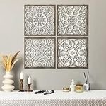 4 Pieces Carved Wood Wall Art Thick