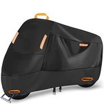 Seceles 300D Waterproof Motorcycle Cover Outdoor Indoor, Motorbike Cover Rain UV Dust Protective with 2 Lock Holes and 4 Reflective Strips and 1 Storage Bag for Scooter (1XL: 87 x 37 x 49 inch)