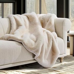 EVERGRACEHOME Luxury Soft Faux Chinchilla Fur Throw
