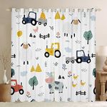 Homemissing Tractor Darkening Dreapes Cartoon Farm Equipment Trucks Curtains for Bedroom Living Room Kids Boys Decor Farm Animal Blackout Curtains Farm Nursery Decor Window Treatments W46*L54