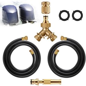 Hohean Twin Outboard Flush Kit with 1 Pair Quick Connectors, Compatible with Yamaha/Honda Engines, Boat Motor Twin Flusher, Outboard Engine Flusher Adapter, Corrosion Resistant Brass