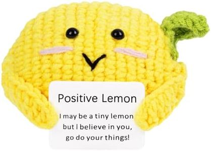 FreeNFond Positive Lemon, Funny Crochet Potato Partner with Positive Card, Cute Wool Knitted Lemon for Best Friend Encouragement Birthday Gifts for Dad Fathers Day