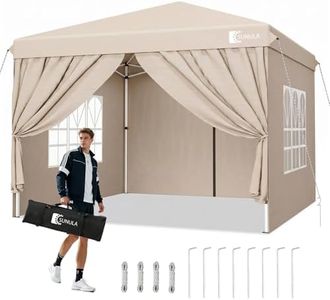 Sunula Pavillon 3x3 Wasserdicht Stabil Winterfest mit 4 Seitenwänden, Faltpavillon 3x3m mit Verdickten Röhren, Partyzelt Gartenpavillon Faltzelt, (Khaki, 3x3 Mit Seitenwänden)