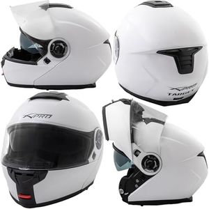 Motorbike Flip Up Helmet Sun Visor Motorcycle Jet Modular White L