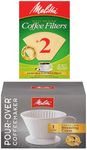 Melitta Porcelain #2 Pour-Over Manual Cone Coffee Brewer with 100 Extra Natural Brown Filters