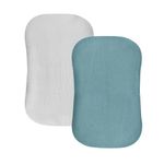 Hooyax Muslin Baby Lounger Cover 2 Pack, Organic Cotton Removable Slipcover for Newborn,Baby Padded Lounger Infant Floor Seat Cover for Boys Girls (Blue Gray)