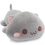 Onsoyours Cute Kitten Plush Toy Stuffed Animal Pet Kitty Soft Anime Cat Plush Pillow for Kids (Gray Cat A, 20")