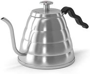 Coffee Gator Gooseneck Kettle with Thermometer, 40 oz Stainless Steel, Stove Top, Premium Pour Over Kettle for Tea and Coffee w/Precision Drip Spout, 5 Cup