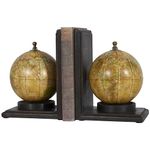 Deco 79 Wood Metal Globe Book End, 8 by 6-Inch