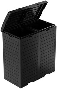 MAIUSCOLI Outdoor Trash Can with Lid, Outdoor Trash Bin & Pull-Out Liquid Drawer, Dual Lid Closure Design, Waterproof Resin Garbage Can Container for Patio, Backyard, Deck (Black)