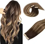 DOORES Tape in Hair Extensions Real Hair, Balayage Chocolate Brown to Caramel Blonde 40pcs 100g 22 Inch, Remy Human Hair Extensions Tape in Natural Hair Straight Skin Weft