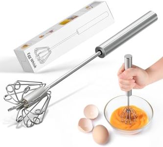 PIUGERU Whizzy Whisk, Stainless Steel Egg Whisk, Hand Push Rotary Whisk Blender, Versatile Milk Frother, Hand Push Mixer Stirrer for Blending, Whisking, Beating & Stirring (12in)