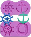 Anchor Silicone Fondant Molds, Rudder Lifebuoy Chocolate Molds for Seafaring Theme Cake Decoration, Navy Cupcake Toppers Candy Sugar Craft Gum Paste