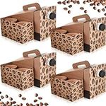 Lemosae 5 Set Disposable Coffee Dispenser Coffee Container Box Carrier with Handle and Cup Holder 96oz Cardboard Insulated Take out Drink Box Beverage Servers with 50 Cups for Hot Cold Catering