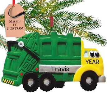 Personalized Garbage Truck Ornament 2024 – Fast & Free 24h Customization – Kids Christmas Ornament for Tree – Custom Gift Wrapped Trash Truck Keepsake for Girls, Boys