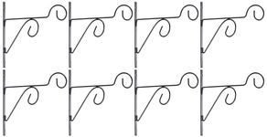 Amazon Brand - Solimo Plant Hanger Brackets Wall Mounted Metal Hanging Hooks/Holder for Indoor Outdoor Planters (Black, Set of 8)