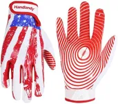 HANDLANDY Mens Football Gloves, Silicone Ultra Sticky Receiver Gloves,Super Grip Football Glove Best Gift for Adult(Red-Adult, Adult Medium)