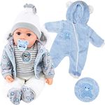 Bibi Doll - 20" Lifelike Large Size Soft Bodied Baby Doll Girls Boys Toy With Dummy & Sounds (Grey + Onesie)