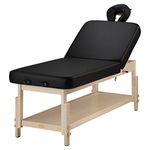 30" Harvey Tilt Stationary Massage Table Beauty Medical Tattoo Spa Salon Facial Clinical Treatment Aesthetic Physical Therapy Beds-Two Section Tilting Lift-Back Backrest - Black
