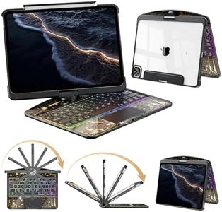 Keyboard Case for iPad Air 13 Inch (M3/M2, 2025/2024)/ iPad Pro 12.9" (6/5/4/3 Gen)2022 2021 2020 2018, Wireless iPad Case with Keyboard Multi-Touch Trackpad, Battery Level Visualization, Clear Black
