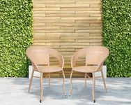 CORAZZIN Garden Patio Seating Chairs for Balcony Outdoor Furniture Set of 2 Chairs (Cream, 49 x 46 x 79 cm)