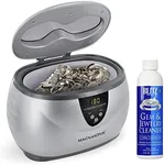 Magnasonic Professional Digital Ultrasonic Jewelry Cleaner Machine w/ 8 Oz Gem & Jewelry Cleaner Concentrate Solution for Cleaning Eyeglasses Watches Rings Necklaces Coins Razors Dentures Combs Tools