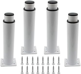 TTZEZE 4 Pack Adjustable Furniture Legs, Stainless Steel Support Feet Heavy Duty Replacement Legs for Sofa TV Cabinet Couch Coffee Table Desk Sideboards Cupboard Dresser Bed (White)