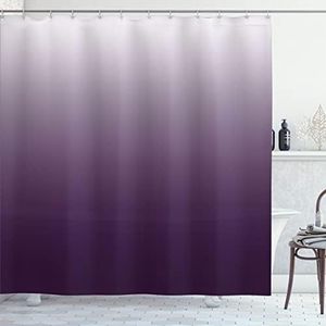 Ambesonne Ombre Shower Curtain, Gradient Perfect Harmony of Vivid Colors Themed Modern Design Artwork Print, Fabric Bathroom Decor Set with Hooks, 75 Inches Long, Aubergine White