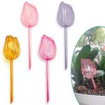 Suglade 4 Pack Tulip Shape Self Watering Globes, PVC Automatic Plant Waterer Drip Irrigation Bulbs, 200ml Water Capacity Watering Spikes for Indoor & Outdoor Plants, Hanging Plants & Garden Use