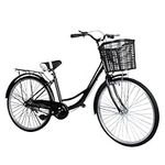 D-GROEE 26 Inch Adult Beach Cruiser Bike with Basket, Womens Commutering Bike with V Brakes & Rear Brake System, High-Carbon Steel Frame Bike for Men and Women 26